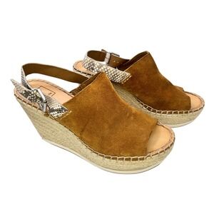 Dolce Vita Brown Suede Espadrille Wedge Sandals Women Size 10 Snake Detail